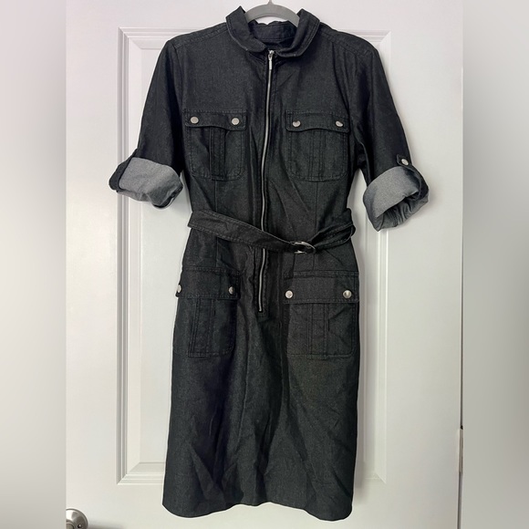 Sharagano Dresses & Skirts - EUC Sharagano Gray-Black Jean Dress (14)